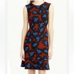 J. CREW Firework Floral Sleeveless Dress Red Black Blue